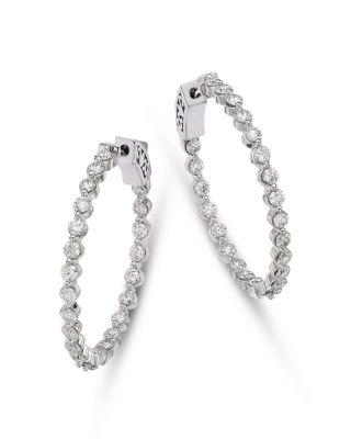 Bloomingdale's Fine Collection Diamond Inside Out Medium Hoop Earrings in 14K White Gold, 2.0 ct. t. w.