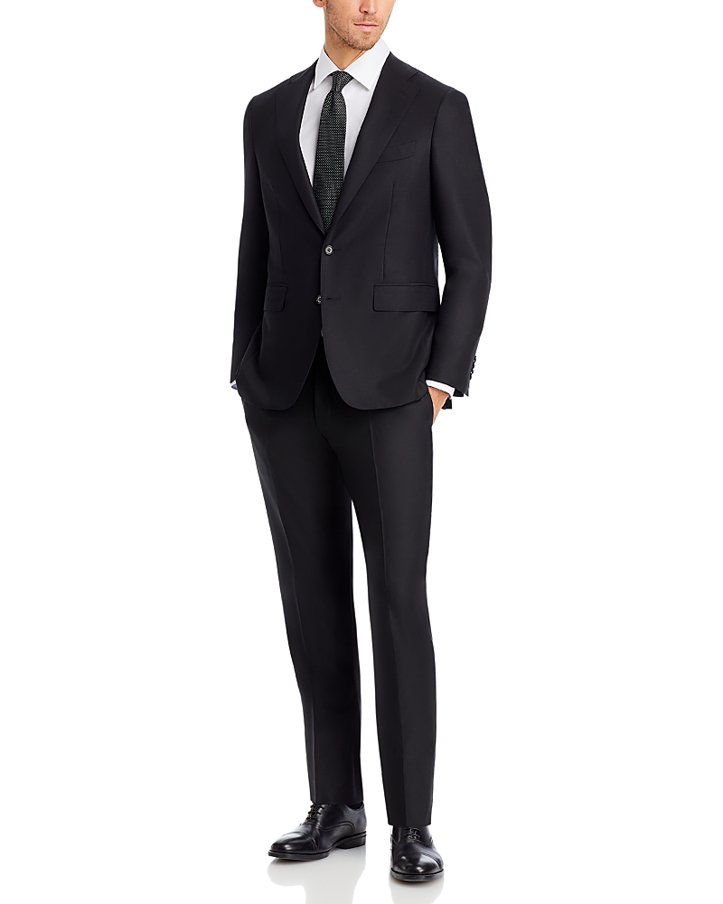 Canali Capri Black Textured Solid Slim Fit Suit Canali Capri Black Textured Solid Slim Fit Suit