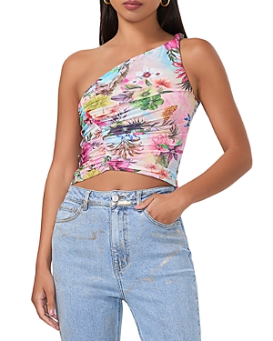 Shop Afrm Zakia Printed One Shoulder Top In Tropical