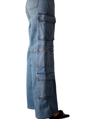 On Duty High Rise Wide Leg Cargo Jeans in Athens