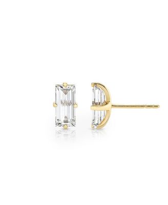  Iconic Lab-Grown Diamond Stud Earrings in 14K White Gold, 1.5ctw Baguette Lab Grown Diamonds