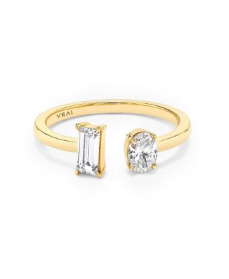 VRAI - Mixed Lab-Grown Diamond Cuff Ring in 14K Yellow Gold, .50ctw Baguette & Oval Lab Grown Diamonds