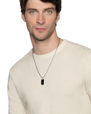 Men's Chevron Tag in Sterling Silver with Black Onyx, 27mm