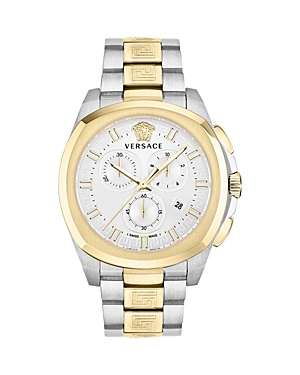 Shop Versace Geo Chronograph, 43mm In Silver/two-tone