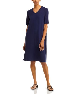 Eileen Fisher V Neck Elbow Sleeve Dress