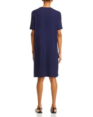 V Neck Elbow Sleeve Dress