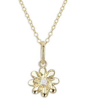 Moon & Meadow 14k Yellow Gold Mini Daisy Diamond Pendant Necklace, 0.01 Ct. T. W. In Gold
