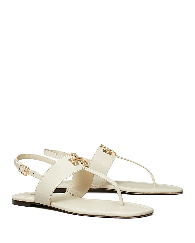 Tory Burch Leather Thong Sandals Gold-tone Hardware In White