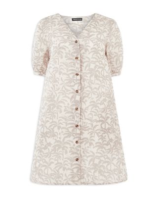 Palm Print Linen Blend Dress