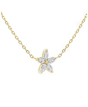 Lab-Grown Diamond Blossom Necklace in 14K Gold, .50ctw Marquise Lab Grown Diamonds, 18