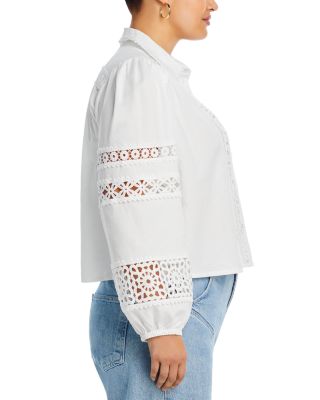 AQUA Lace Button Up Shirt - Exclusive | Bloomingdale's