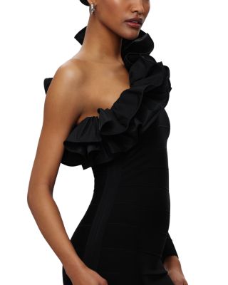 Asymmetric Ruffled Gown