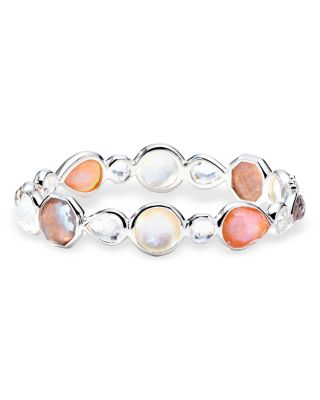 Ippolita Sterling Silver 925 Rock Candy Multi Stone Hinged Bangle Bracelet