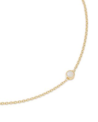 14K Yellow Gold Opal Bezel Fine Link Chain Bracelet