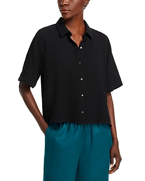 Shop Eileen Fisher Classic Collar Shirt In Black