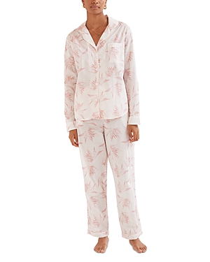 Shop Desmond & Dempsey Deia Print Pajama Set In White/pink