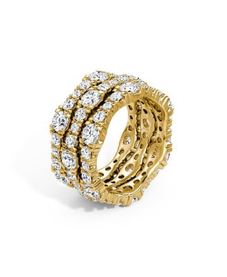 3 Row Pav&eacute; Ring in 14K Yellow Gold, 4.65tw Round Brilliant Lab Grown Diamonds