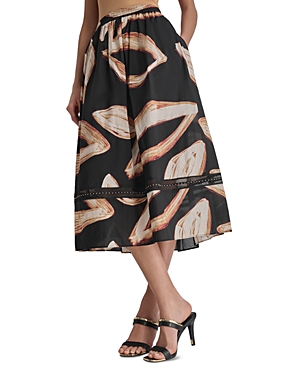 Shop Dkny Printed Midi Skirt In Wavering