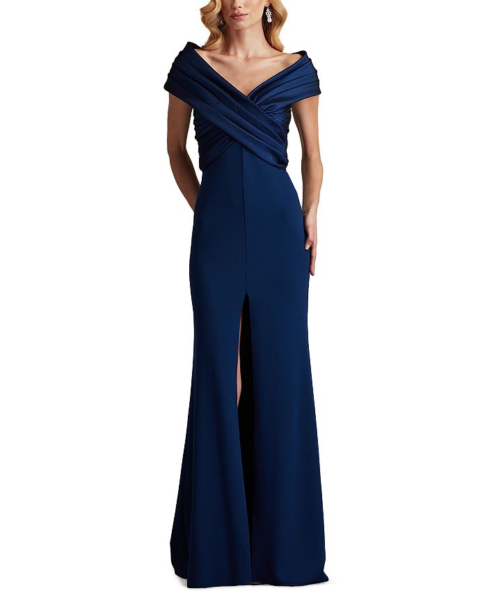 Tadashi Shoji Pleated Bodice Off Shoulder Gown Bloomingdale s