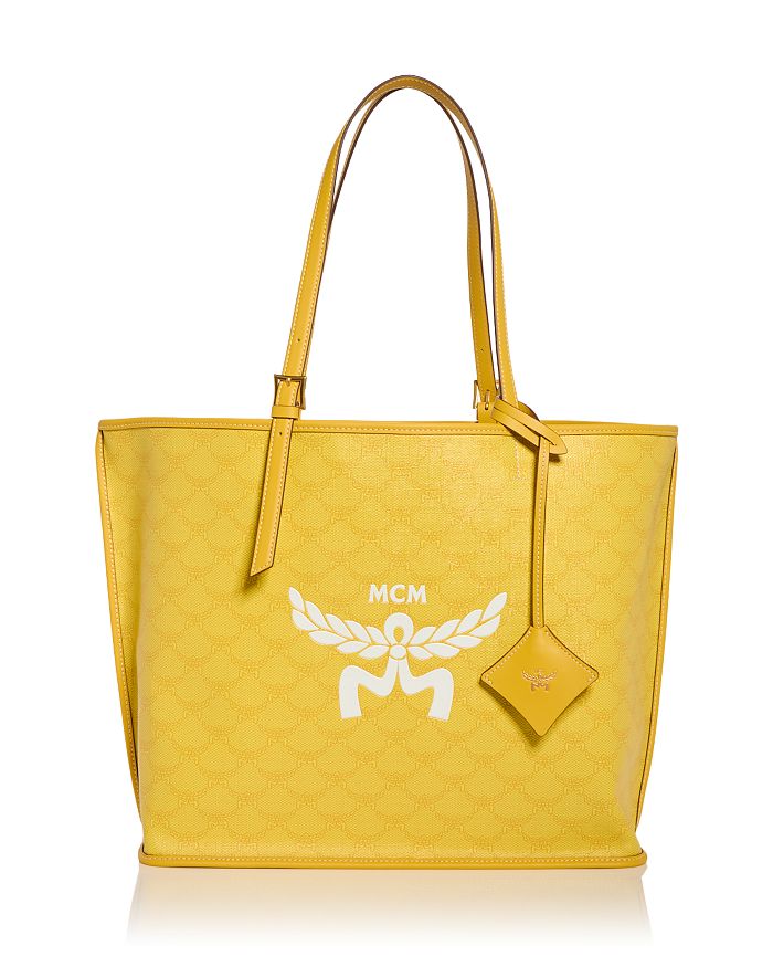 Shop Mcm Himmel Medium Lauretos Shopper Tote In Lemon Gold