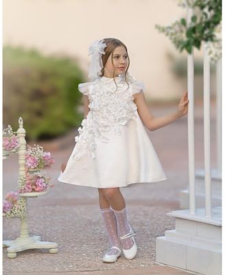  Girls' Butterfly White Satin Ceremony Dress - Baby, Little Kid, Big Kid