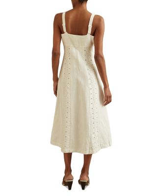 knee length dresses for ladies Clarice Linen Midi Dress in Cream main image 0