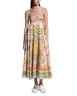 Shop Alemais Pinball Empire Waist Linen Midi Dress In Multi