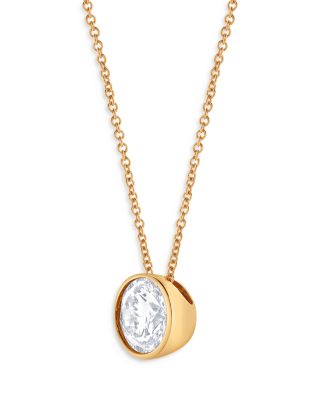 Certified Lab Grown Diamond Bezel Pendant Necklace in 18K Yellow Gold, 1.5 tcw
