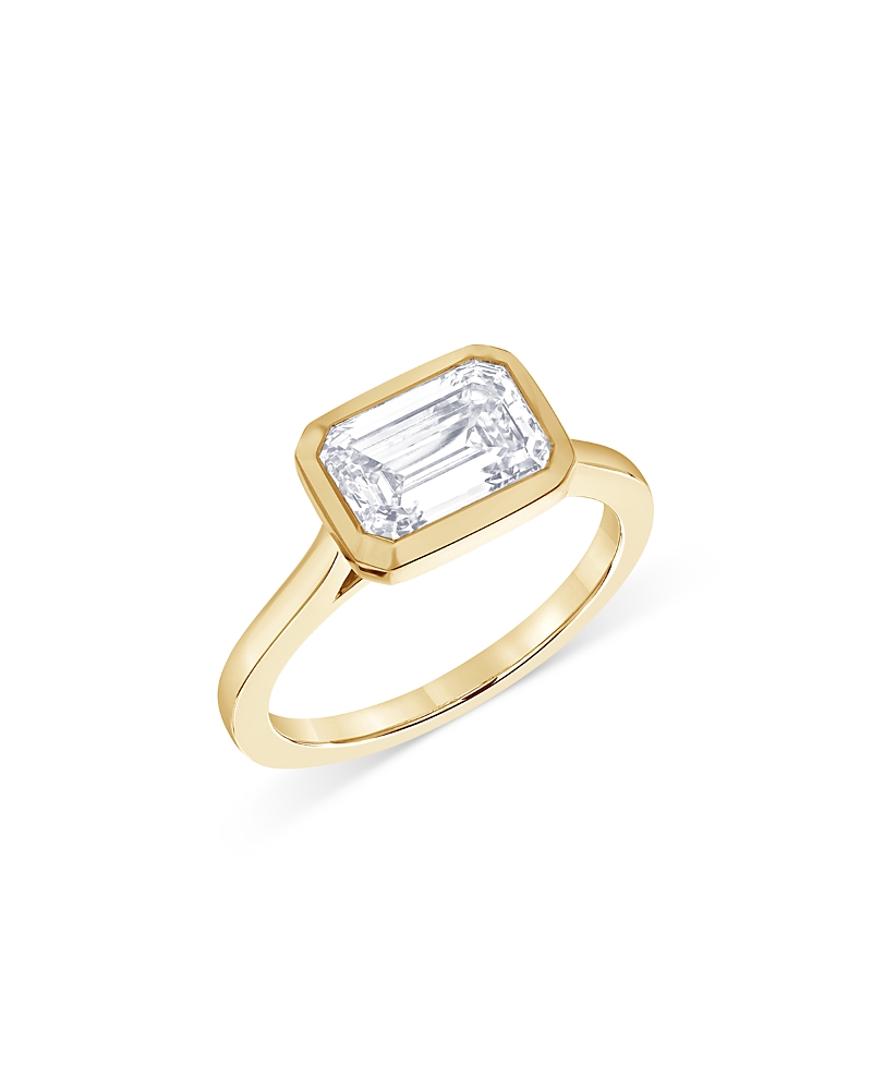 Bloomingdale's Fine Collection Certified Lab Grown Emerald Cut Diamond Bezel Set Engagement Ring in 18K Yellow Gold, 2.0 tcw