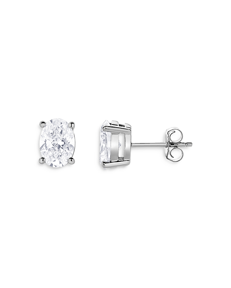 Bloomingdale's Fine Collection Certified Lab Grown Oval Diamond Stud Earrings in 18K White Gold, 2.0 tcw