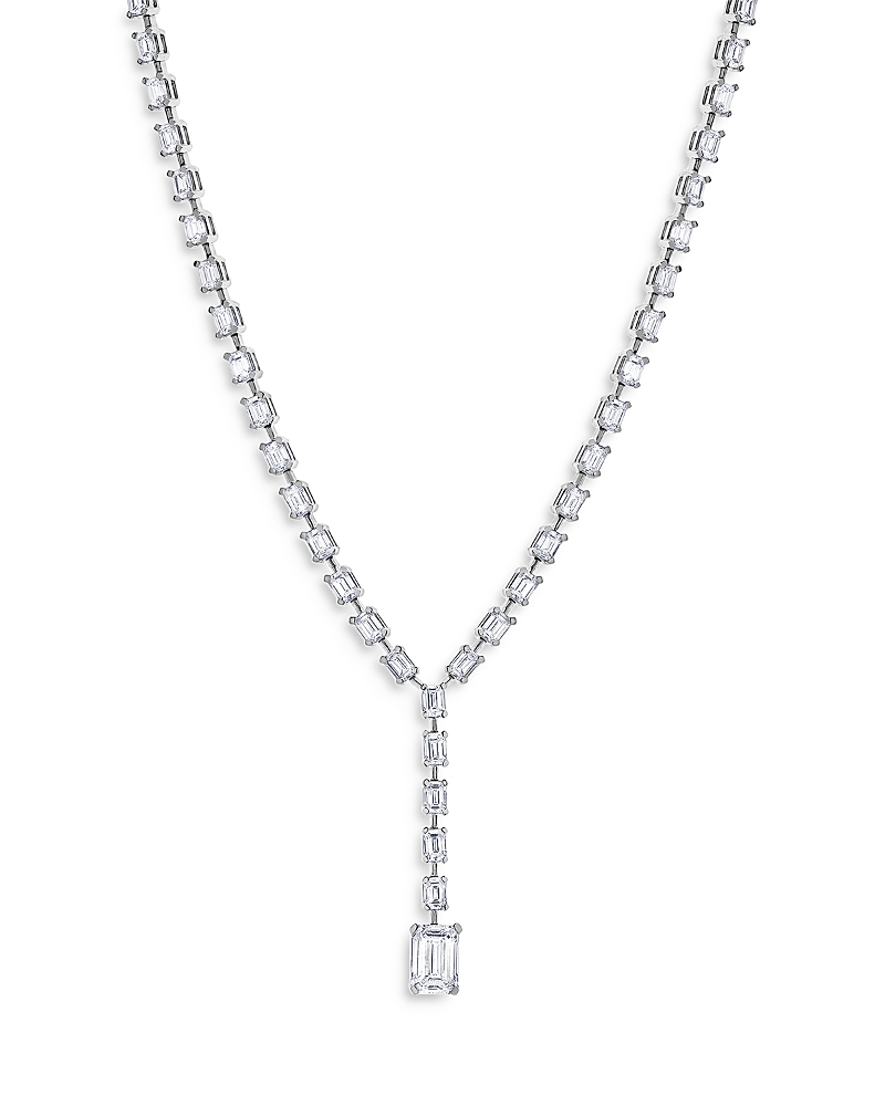 Bloomingdale’s Fine Collection Certified Lab Grown Emerald Cut Diamond Lariat Necklace in 18K White Gold, 15.85 tcw