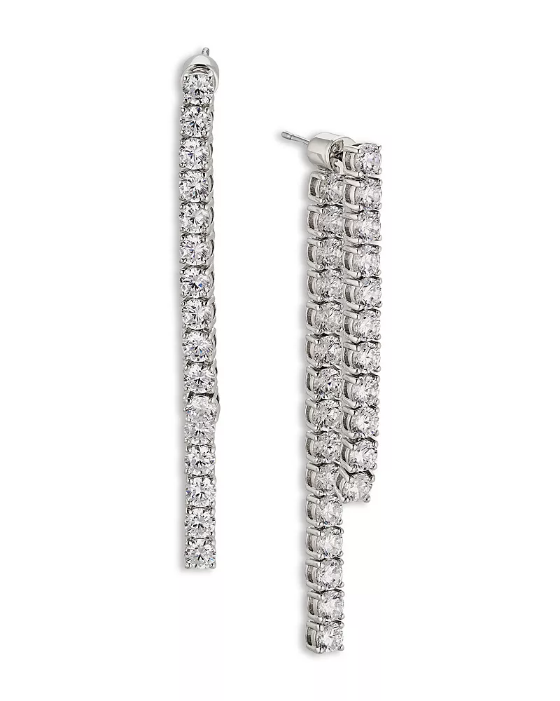 Nadri Perfect Tennis Cubic Zirconia Front to Back Earrings