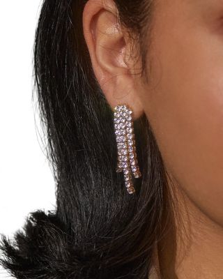 Perfect Tennis Cubic Zirconia Slim Chandelier Earrings in 18K Gold Plated