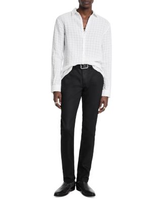 Linen & Cotton Textured Check Slim Fit Button Down Shirt 