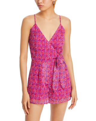 AQUA - Geometric Tie Waist Romper - Exclusive