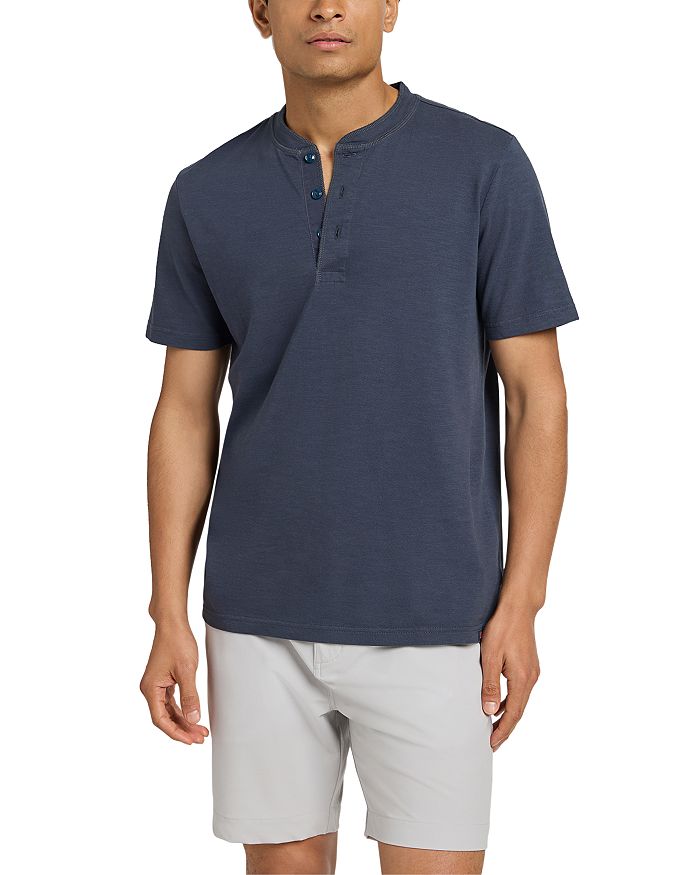 Faherty Mens SS Sunwashed Henley in Heather Grey main image 1