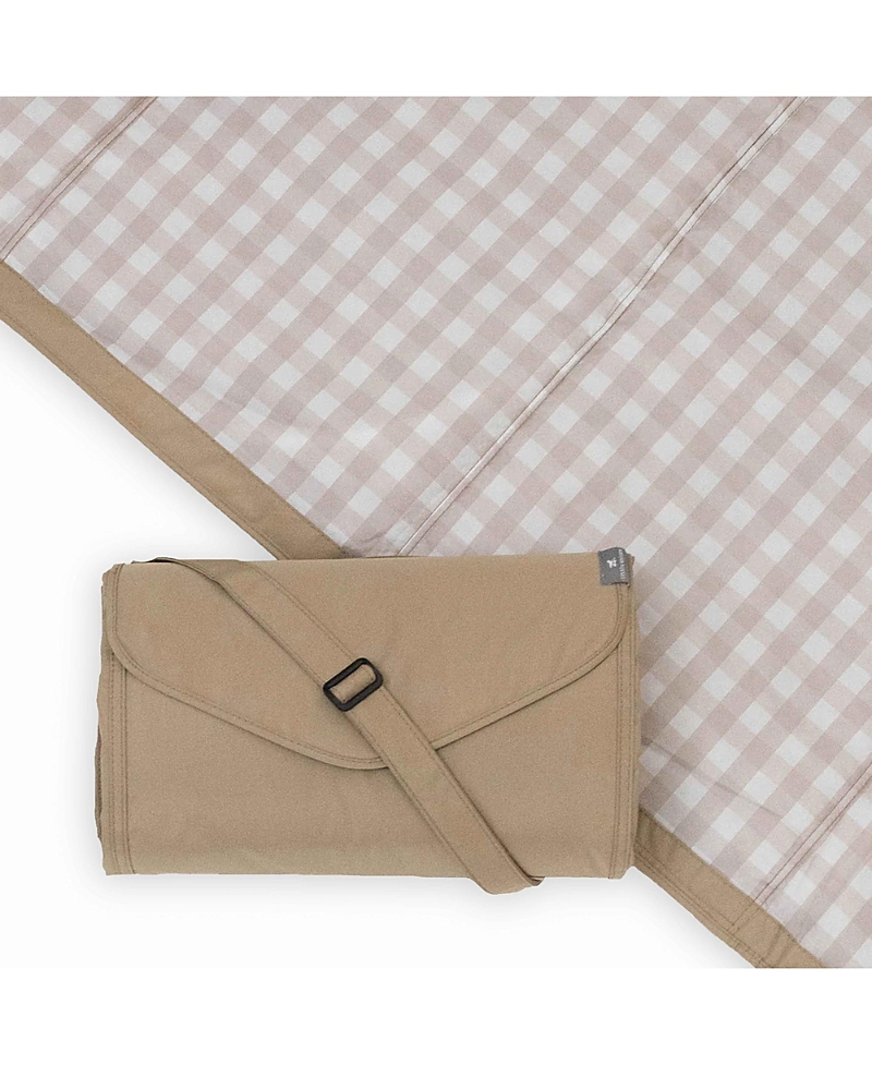 Little Unicorn Unisex Outdoor Blanket 5 X 10 - Baby In Beige Buffalo Check