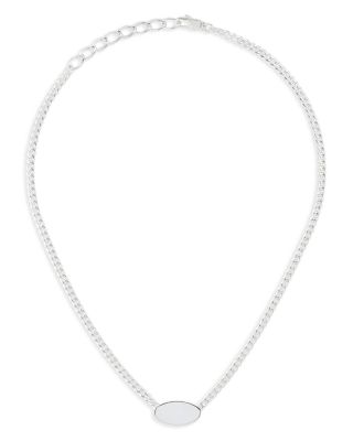 Sterling Silver Trademark Oval Pendant Necklace, 15-17&amp;quot;