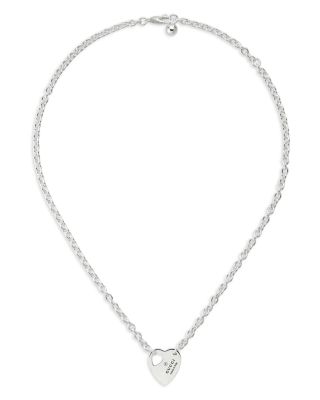 Gucci - Sterling Silver Trademark Heart Pendant Necklace, 15-17"