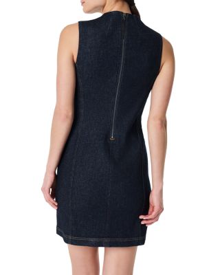 white christmas dresses Medium Wash Denim Mini Shift Dress - Casual Dresses
