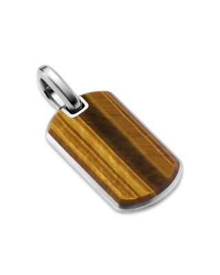 Men's Chevron Tag in Sterling Silver with Tiger's Eye, 27mm