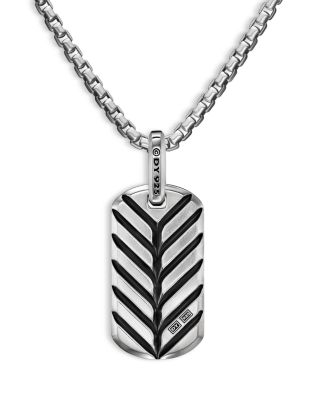 Men's Chevron Tag in Sterling Silver with Stone, 27mm
