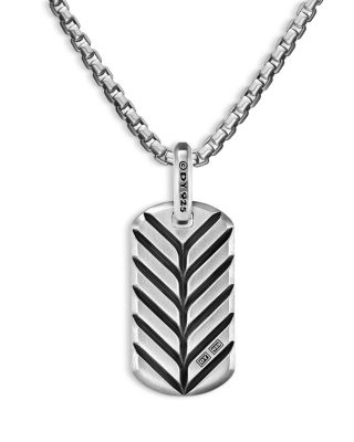 Men's Chevron Tag in Sterling Silver with Black Onyx, 27mm