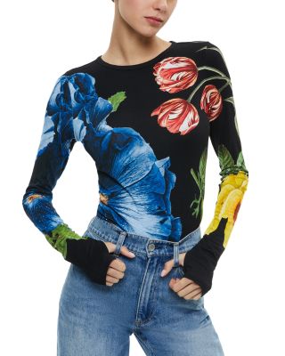 Alice and Olivia Delaina Long Sleeve Floral Top | Bloomingdale's