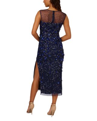 Beaded Sequin Embellishment Midi Dress