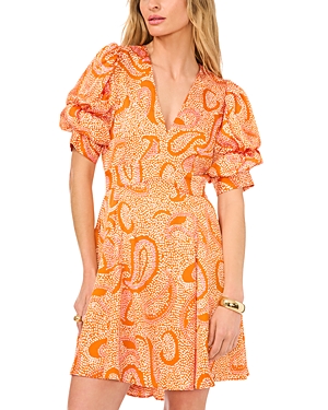 Shop 1.state Bubble-sleeve Mini Dress In Russet Orange