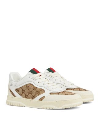 Gucci Men's Re-Web Low Top Canvas and Leather Sneakers