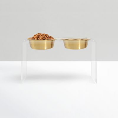 Tall Double Bowl Pet Feeder with Metal Bowls