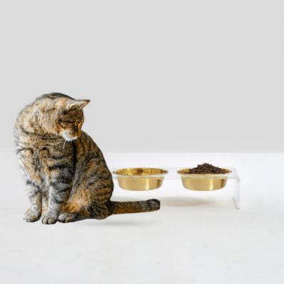 Small Double Bowl Pet Feeder, 1 Pint Bowls