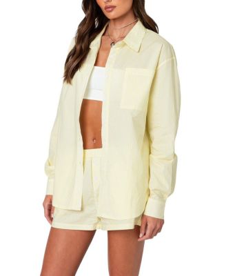 Oversized Pinstripe Button Up Shirt